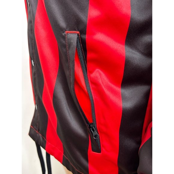 Adidas Men’s Satin Coaches Track Jacket XS Red Black Stripes HS3302 10/22 - Picture 13 of 16